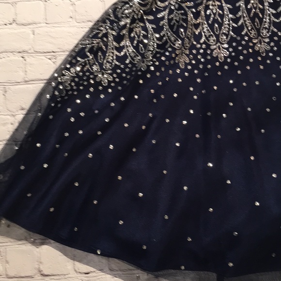 Masquerade Dark Blue Midi Dress Size 7/8 - Picture 5 of 13